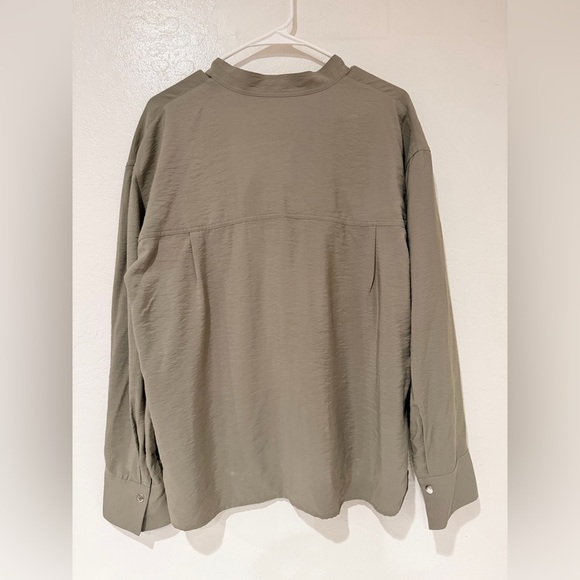Vince Olive Green Women's Utility Long-Sleeve Tie-Neck Blouse size M - Picture 4 of 9